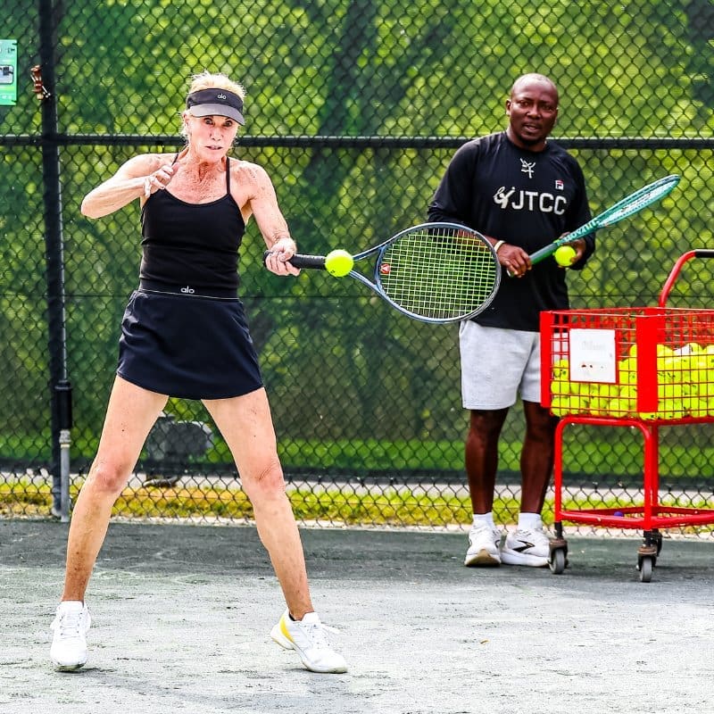 JTCC Coach Teaching Adult Lesson on Forehands
