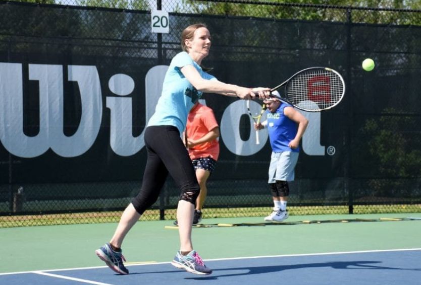 Adult Learn Tennis Now class in session
